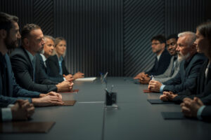 High-level,Political,Forum:,Two,Caucasian,Male,World,Leaders,With,Diverse