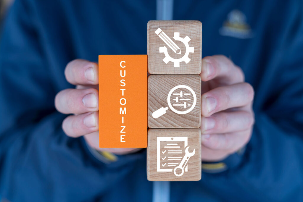 Man,Holding,Blocks,Sees,Word:,Customize.,Concept,Of,Customize,Business